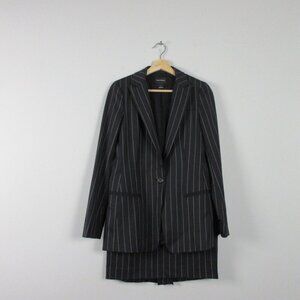 Club Monaco Blazer Skirt Suit Set Women 4 Black Pinstripe Business Office 640